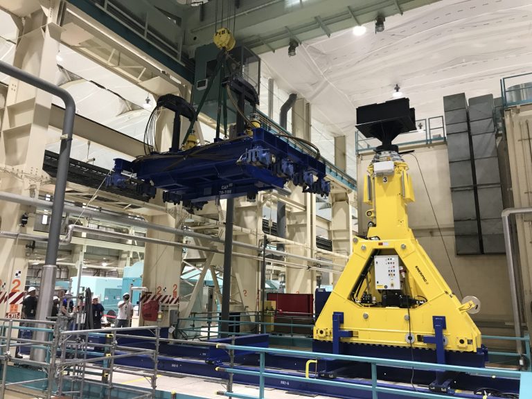 Strand jack being used for project in nuclear power plant.