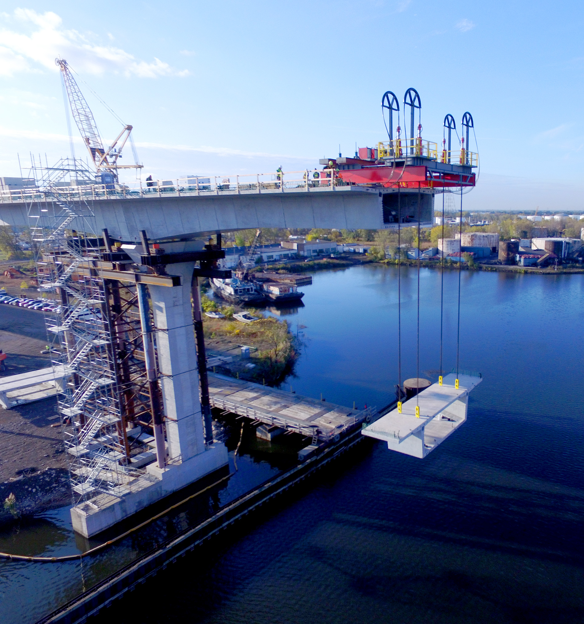 Innovative bridge lift solution using strand jack.