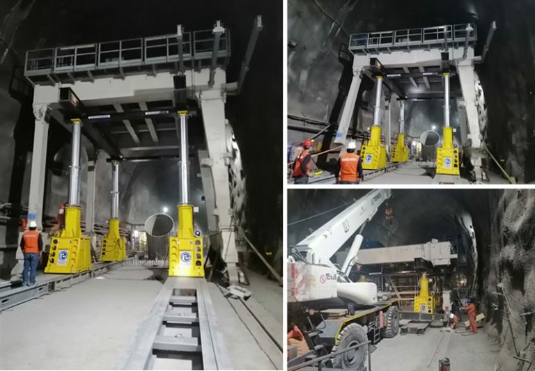 Hydraulic gantries at work in complex undergrond project.
