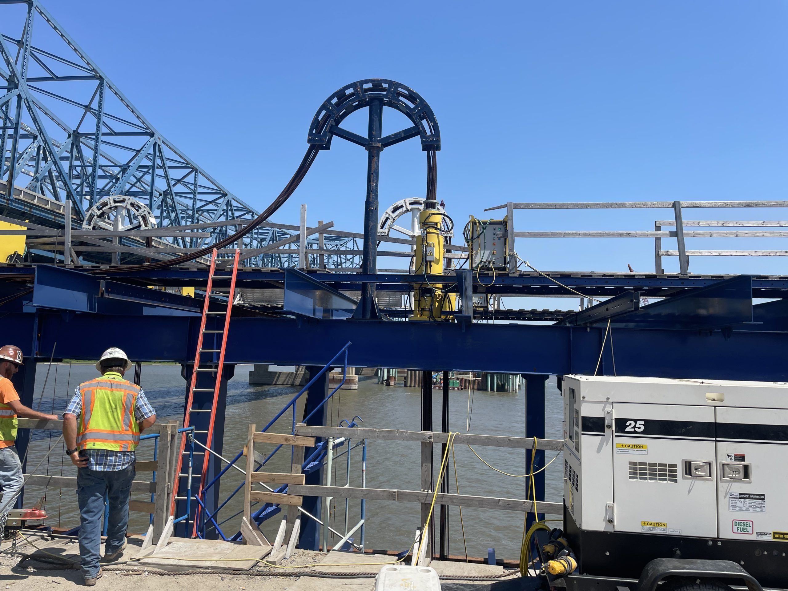 On site at McClugage bridge project, overseeing strand jack.