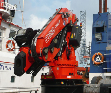 Fassi Knuckle Boom Crane application in a shipyard.