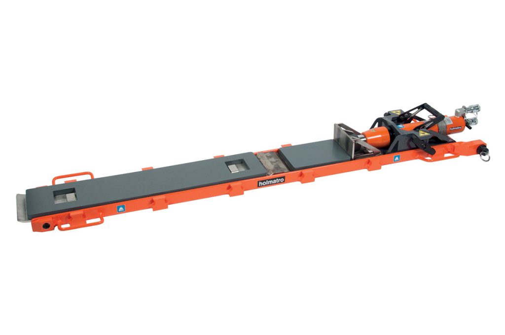 Holmatro lightweight skidding system track on white background.