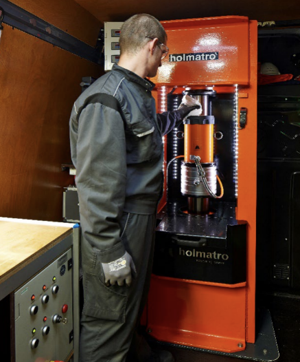 Technician testing equipment.