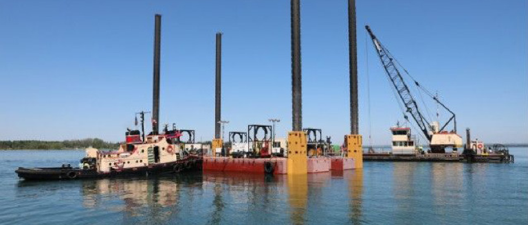 Optimizing and prioritizing safety in complicated moving project in body of water.